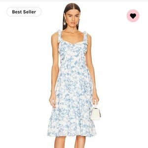 Amanda Uprichard Blue and White Floral Midi Dress